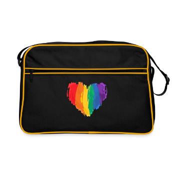 Coeur d'amour aquarelle LGBTQ - Sac Retro - noir/or - Devant