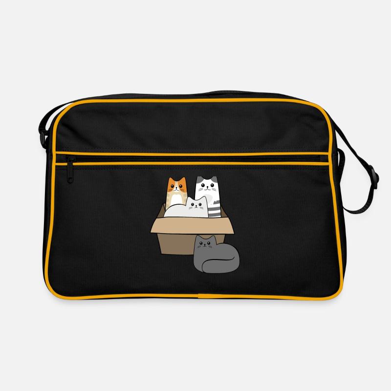 Katzen in einer Box - Retro Tasche - Schwarz/Gold