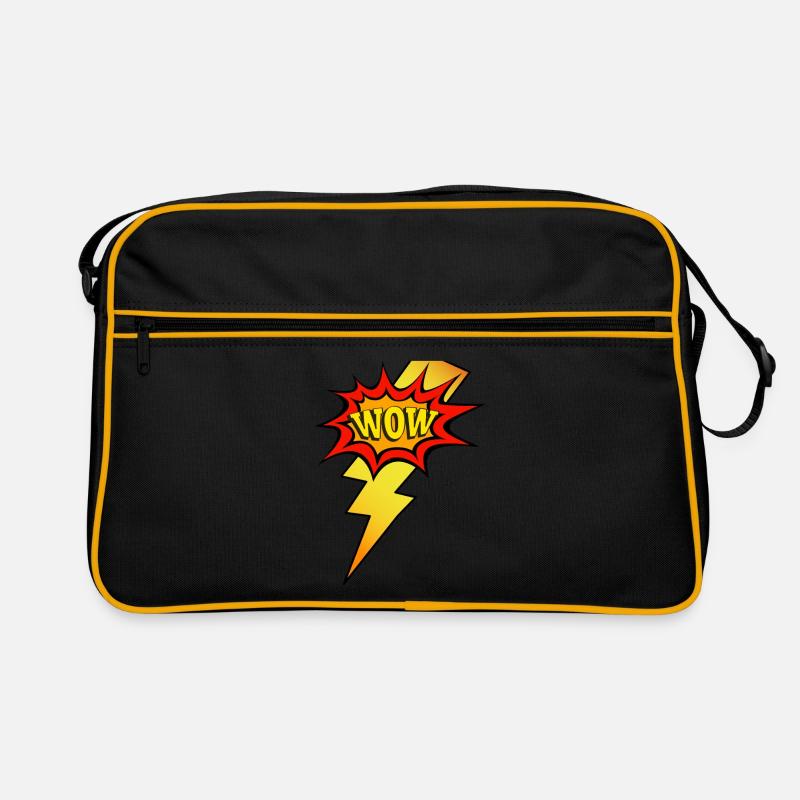 Popart Blitz und WOW - Retro Tasche - Schwarz/Gold