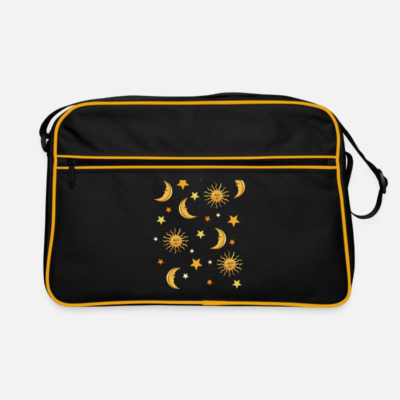 Soleil, lune et étoiles - Sac Retro - noir/or