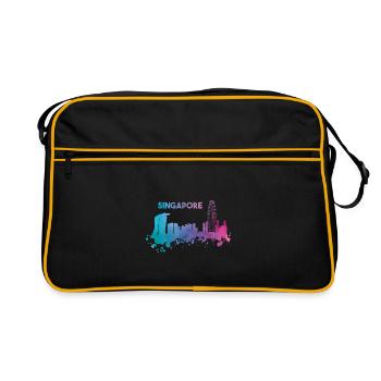 Beautiful Singapore skyline in bright colors - Retro Bag - black/gold - Front