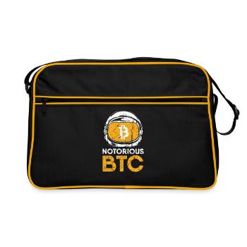 Lustiges Geschenk Bitcoin Crypto JUST Shirt - Retro Tasche - Schwarz/Gold - Vorne