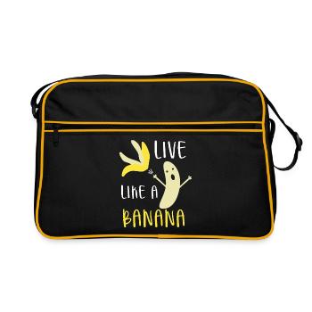 Leben wie eine Banane - Retro Tasche - Schwarz/Gold - Vorne