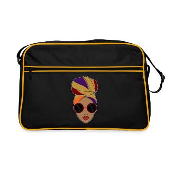 Afro Black Woman Kopfbedeckung Style - Retro Tasche - Schwarz/Gold - Vorne