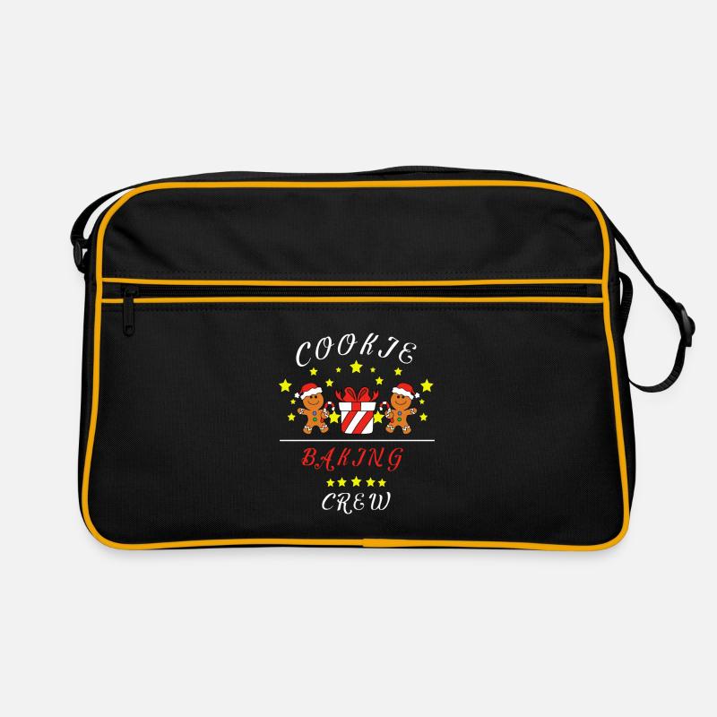 Weihnachtsbackteam Lebkuchenmann - Retro Tasche - Schwarz/Gold