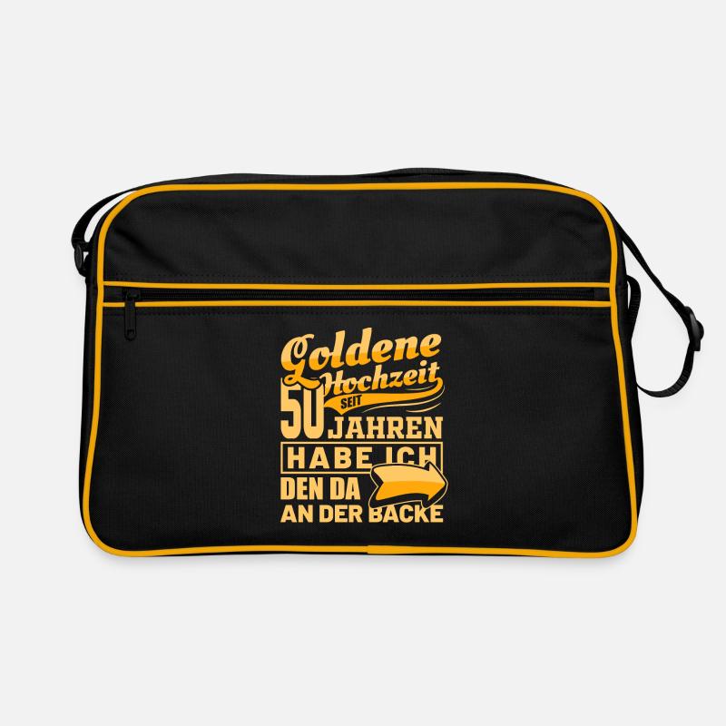 Goldene Hochzeit | Ehefrau Hochzeitstag Geschenk - Retro Tasche - Schwarz/Gold