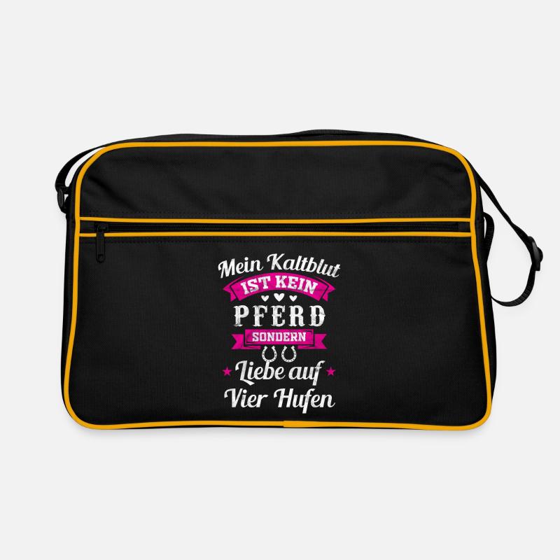 Pferd Kaltblut Geschenk Kaltblüter Geschenkidee - Retro Tasche - Schwarz/Gold