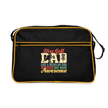 Discgolf Papa Vater Vatertag Retro Geschenk - Retro Tasche - Schwarz/Gold - Vorne