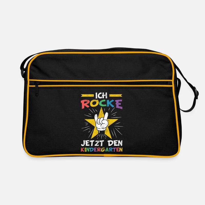 Kindergarten | Lustiger Kindergartenkind Spruch - Retro Tasche - Schwarz/Gold