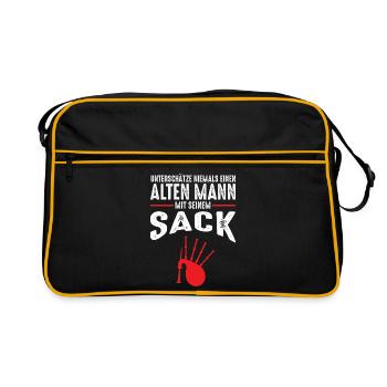 Dudelsack Schottland Männer Geschenk - Retro Tasche - Schwarz/Gold - Vorne