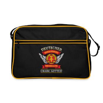Deutscher durch Geburt Ossi durch die Gnade Gottes - Retro Tasche - Schwarz/Gold - Vorne