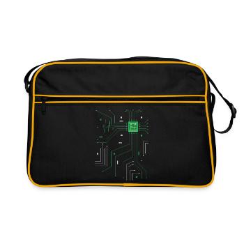 Admin Administrator CPU Computer Herz - Retro Tasche - Schwarz/Gold - Vorne