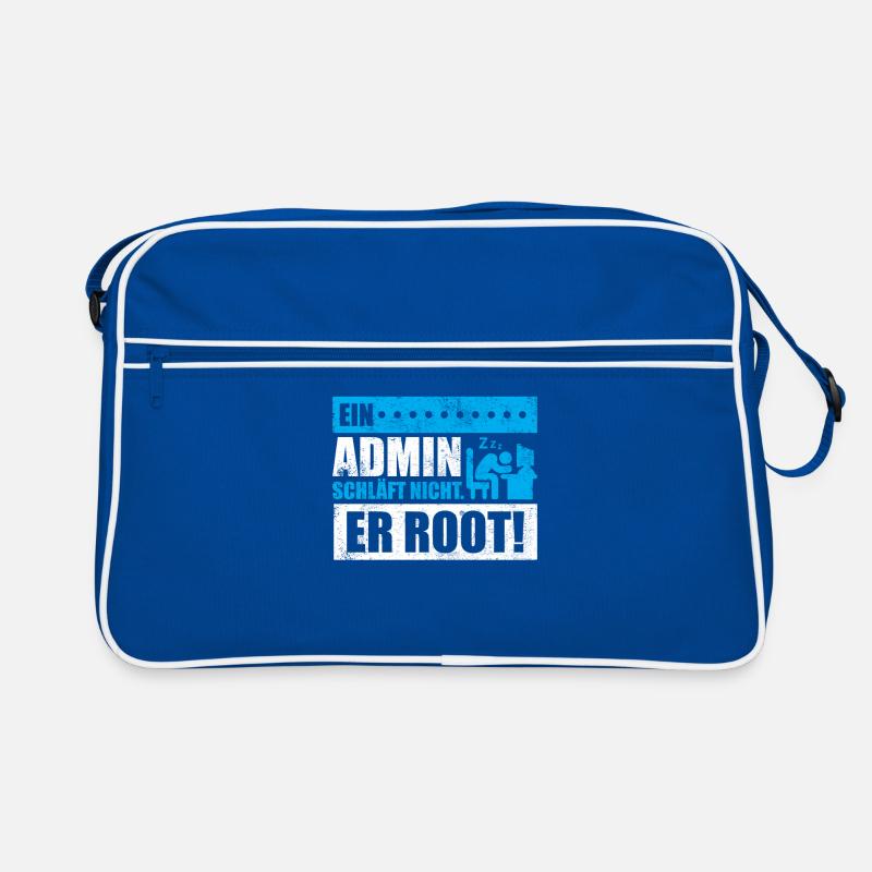 Ein Admin schläft nicht. Er root! Retro Tasche