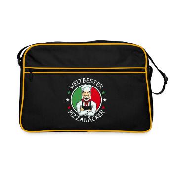 Weltbester Pizzabäcker - Retro Tasche - Schwarz/Gold - Vorne