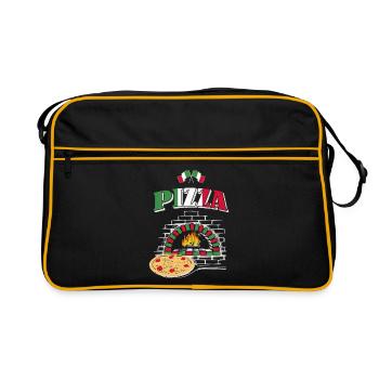 Pizza Pizzabäcker - Retro Tasche - Schwarz/Gold - Vorne