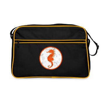 Seepferdchen Vintage Kinder Geschenkidee - Retro Tasche - Schwarz/Gold - Vorne