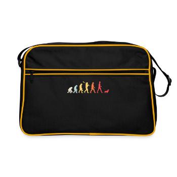 Dackel Evolution Retro - Retro Tasche - Schwarz/Gold - Vorne