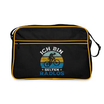 Ich bin selten radlos Retro Vintage - Retro Tasche - Schwarz/Gold - Vorne