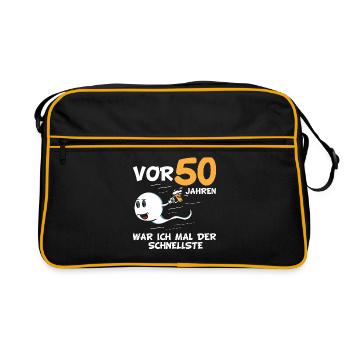 50 Geburtstag lustige Sprüche - Retro Tasche - Schwarz/Gold - Vorne