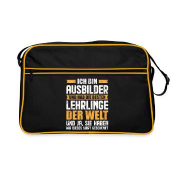Ausbilder Jubiläum Geschenk - Retro Tasche - Schwarz/Gold - Vorne