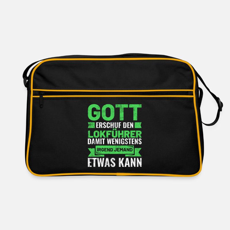 Dampflokomotive Eisenbahner Dampflok Spruch - Retro Tasche - Schwarz/Gold