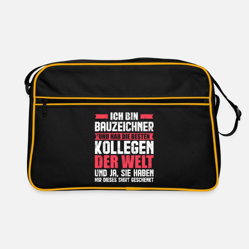 Bauzeichner Spruch - Retro Tasche - Schwarz/Gold