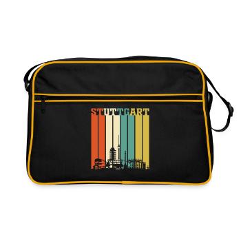 Stuttgart | Stuttgart Geschenk Skyline - Retro Tasche - Schwarz/Gold - Vorne