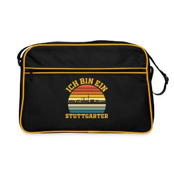Stuttgart | Ich bin ein Stuttgarter - Retro Tasche - Schwarz/Gold - Vorne