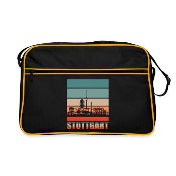 Stuttgart Retro Skyline Stadt - Retro Tasche - Schwarz/Gold - Vorne