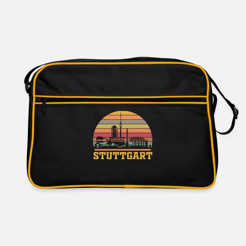 Stuttgart Retro | Stuttgarter Skyline Vintage - Retro Tasche - Schwarz/Gold