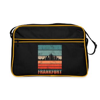 Frankfurt Skyline | Frankfurt Vintage Geschenk - Retro Tasche - Schwarz/Gold - Vorne