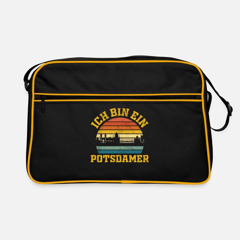 Potsdam | Ich bin ein Potsdamer - Retro Tasche - Schwarz/Gold