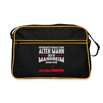 Mannheim Skyline - Lustige alte Männer Sprüche - Retro Tasche - Schwarz/Gold - Vorne