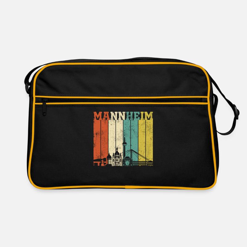 Retro Mannheim Skyline - Retro Tasche - Schwarz/Gold