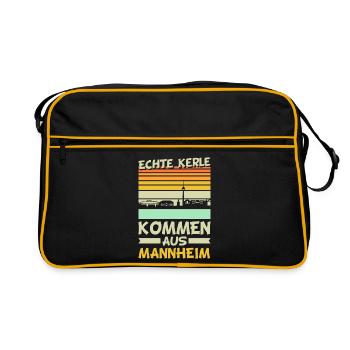 Lustige Mannheim Sprüche Stadt Liebe Heimat - Retro Tasche - Schwarz/Gold - Vorne