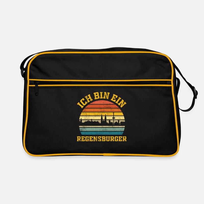 Regensburg | Ich bin ein Regensburger - Retro Tasche - Schwarz/Gold