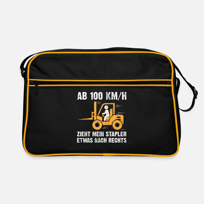 Staplerfahrer | Lustige Staplerfahrer Sprüche - Retro Tasche - Schwarz/Gold