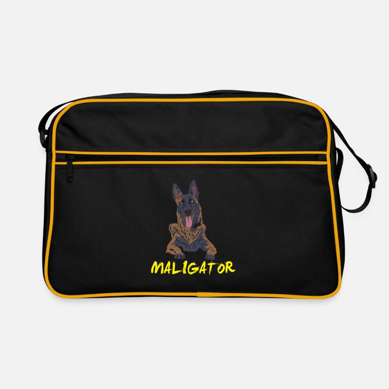 Maligator - Malinois Belgischer Schäferhund - Retro Tasche - Schwarz/Gold