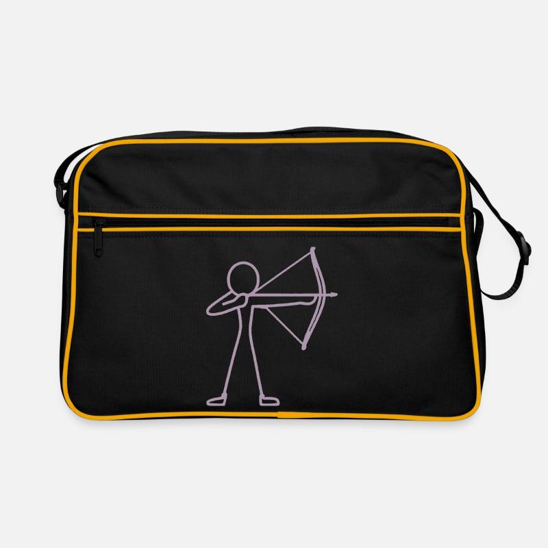 Strichmännchen Bogen Bogenschießen Bogenschütze - Retro Tasche - Schwarz/Gold