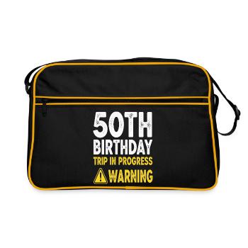 50th Birthday Trip in Progress Warning - Retro Bag - black/gold - Front