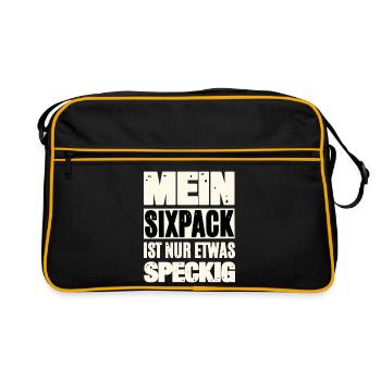 Funny Six-Pack Saying - Retro Bag - black/gold - Front