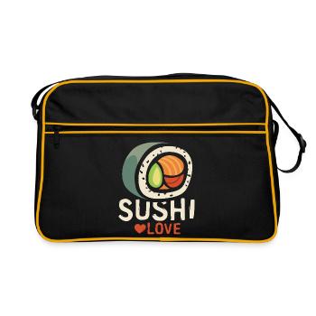 Sushi Love – Funny Foodie Heart Design - Retro Bag - black/gold - Front