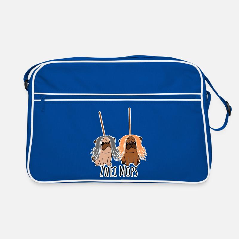 Zwei Mops - Hunde oder Putzgeräte? Hunde Humor? Retro Tasche