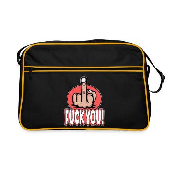 Mittelfinger Fuck You Stinkefinger Design - Retro Tasche - Schwarz/Gold - Vorne