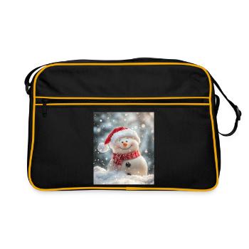 Schneemann - Retro Tasche - Schwarz/Gold - Vorne