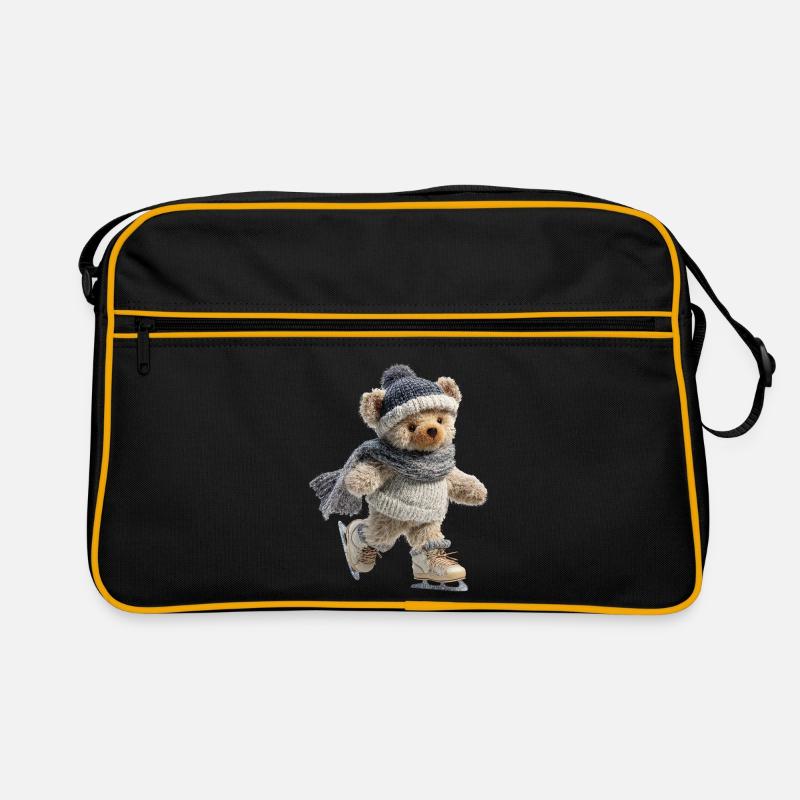 Teddy patiné sur glace avec écharpe et chapeau Sac Retro
