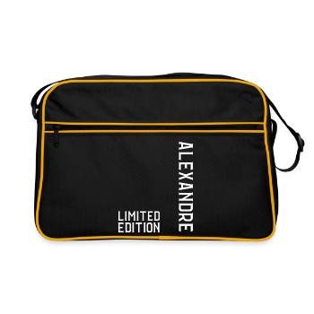 Alexandre Funny Gift T-Shirt First Name Alexandre - Retro Bag - black/gold - Front