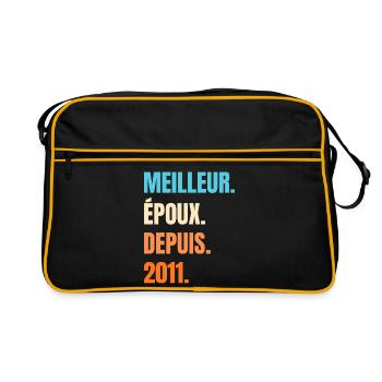 Meilleur Époux Depuis 2011 Cadeau Mari - Sac Retro - noir/or - Devant