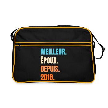 Meilleur Époux Depuis 2018 Cadeau Mari - Sac Retro - noir/or - Devant