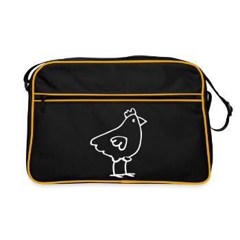 Minimalist chicken line drawing - Retro Bag - black/gold - Front